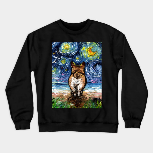 Beach Nights - Corgi Crewneck Sweatshirt by sagittariusgallery